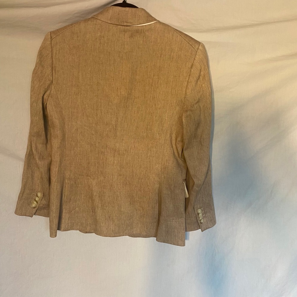 Veronica Beard Tan Linen Blend Single Button Blazer Jacket CORELN0081291 USAMade - Picture 2 of 8